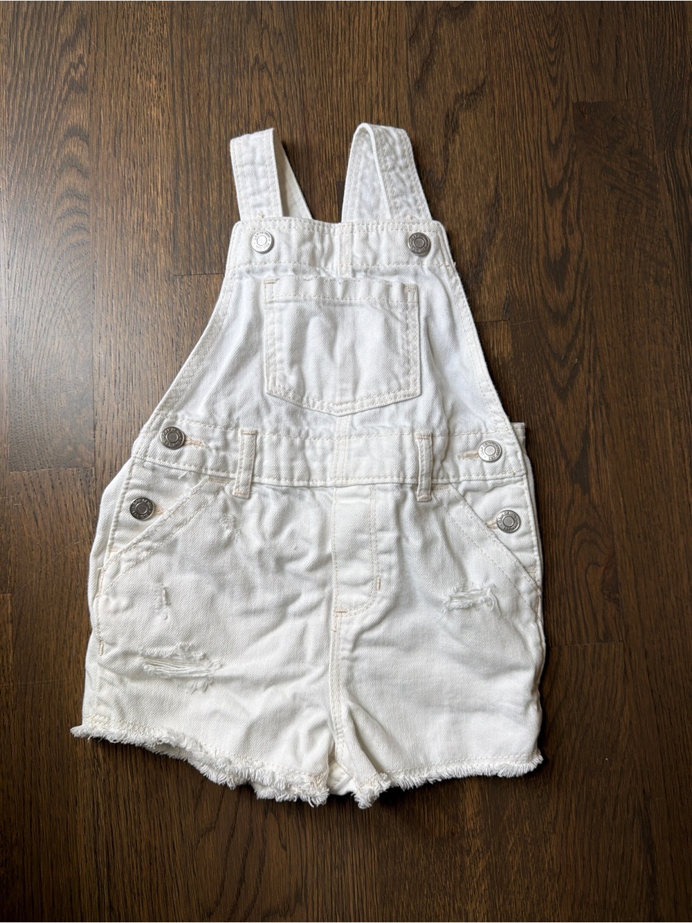 GAP Kids White Denim Short Overalls